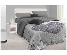 il dolce stile della tua casa trapunta coperta piumone invernale matrimoniale 260x270 imbottito 300 GR stampa 3 D cuore glitter - made in Italy (grigio)