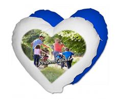 Cuscino Cuore Personalizzato con Foto - Blu Royal, Cuore 40x40 cm - con Imbottitura