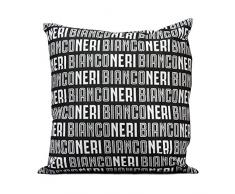 CUSCINO ARREDO FC JUVENTUS 40x40CM BIANCO/NERO LOGO BIANCO