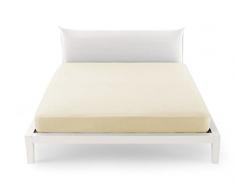 Lenzuola Lenzuolo Sotto Maxi con Angoli Letto Matrimoniale 100% Cotone (Matrimoniale 180x200, Panna)