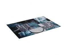 HOMCOM Tappeto Moderno Pelo Corto in Poliestere per Camera da Letto, Soggiorno e Sala da Pranzo, 200x140 cm, Blu Nero e Bianco