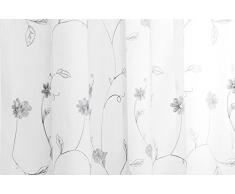 Tenda in Voile colore piegature nastro tenda decorativa pregiata catene ricamo tenda trasparente #1348, Poliestere, natur weiß, 300x245 cm