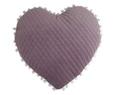 little furn. Grande Cuscino con Pompon a Forma di Cuore, Lilla, 35 x 40cm (14 x 16)