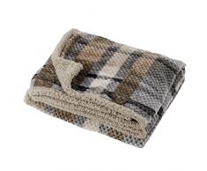 Baroni Home Coperta di Pile, Plaid Invernale Morbido per letto e divano, Coperta Singola, Colore Beige, 130x160 cm