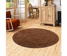 Ella - Tappeto Naturale Indo Gabbeh - Marrone - Rotondo - 2 Dimensioni
