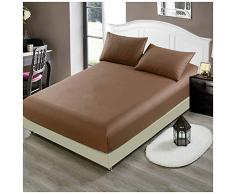 YOUCAI Lenzuolo con Angoli Proteggi Materasso Copri Materassi Vari Colori E Taglie Letto Singolo,Matrimoniale Coprimaterasso Antipolvere caffè Federa x2