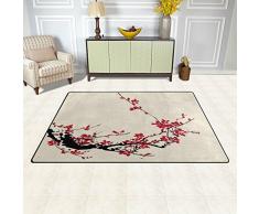 Naanle Giappone giapponese stile vintage tappeto antiscivolo per per camera da letto, soggiorno, cucina 50 x 80 cm (1.7 'x 2.6' ft), tradizionale fiore Sakura Cherry Blossom nursery tappeto pavimento tappetino yoga, Multi, 100 x 150 cm(3' x 5')