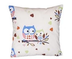 Federa per cuscino decorativo 40 x 40 cm, motivo: gufo, colore: bianco/blu Large