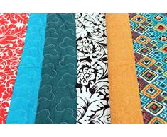 1001 Wohntraum Copriletto Zoe Strisce Boho Shabby Chic Vintage Plaid Coperta Quilt, Cotone, Bunt, 230 x 250cm