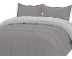 Corredocasa Trapunta/Piumone Tinta Unita Duble Face Invernale Imbottita 100% Morbida Microfibra di Poliestere Misura 2 Piazze Letto Matrimoniale 260x260 cm (Grigio Scuro/Grigio Chiaro)