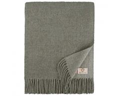 LINEN & COTTON Plaid di Lusso Stile Rustico Coperta/Copriletto/Coperte Esther - 100% Lana Merinos Superfine, Grigio/Antracite (140 x 200cm), Adatto per Letto o Divano, Singolo/Matrimoniale