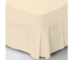 Just Contempo Lenzuolo matrimoniale con angoli alla mantovana, misto cotone, Lenzuolo matrimoniale base letto Box Pleat - King Size Crema