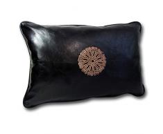 ALMADIH Cuscino Nero XL 35x50 cm in diversi colori - 100% tradizionale mano in vera pelle - Arredo per Divani Pouf sacco imbottito cuscini decorativi ornamenti in cuoio