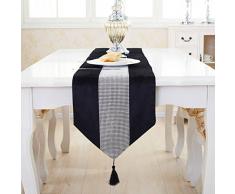 Deggodech Nuovo Tovaglia Moderno Diamante Lusso Moda Runner da Tavola per Festival Matrimonio Decorazione della Tovaglia Tavolo da Pranzo (Nero, 32x185cm)
