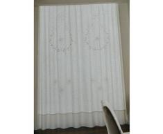 Tenda TENDINE In Misto Lino Ricamate 60x240 Cm - Coppia Di Tendine Bianche Per Soggiorno E Camere, Fatte A Mano - 4