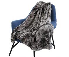 Coperta di Finta Pelliccia Soffice Calda per Divano Letto Coperta Effetto Peluche Extra Morbido Nero 160X200 cm