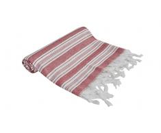 Babel Artesania - Asciugamano da mare Turco XL in cotone organico, peshtemal, fouta, pareo, asciugamano da bagno o da doccia, asciugamano sportivo, 100 x 180 cm (rosso)