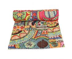 indiano patch di lavoro in cotone kantha Quilt Queen copriletti coperta (multi Floral) Bohemian copriletto, Bohemian Bedding, Handmade kantha Quilt, king size kantha Quilt, patch Quilt, bed copertura,