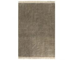 vidaXL Tappeto Kilim in Cotone Moderno Grigio Talpa Zerbino Casa Stuoia Corsia
