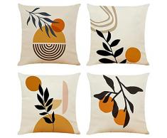 OYIMUA Federe per Cuscini, semplicità Moderna Copricuscini Decorativi in Lino Fodera per Cuscino, Set di 4 Federa per Soggiorno Sedia Divano 50 x 50 cm Arancia