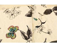 1001 Wohntraum 17jn16 Quilt Leni fiori uccello, 220 x 240 cm, Coperta plaid, Vintage Shabby Coperta, Ranken Beige