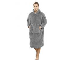 ililmmoe Coperta indossabile Sherpa Oversize Felpa con cappuccio Coperta TV con maniche lunghe e tasca-grigio
