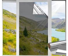 Pellicola Privacy Pellicola Finestre Pellicola Oscurante Vetri Finestre Pellicola Specchio Anti-UV,Controllo di Calore, Privacy per Ufficio Bagno Camera da Letto Sala di Riunione