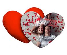 bubbleshirt Cuscino Personalizzabile a Cuore con Foto e/o Testo Ideale per SanValentino Festa papà Mamma Nonno Nonna Zia Madrina