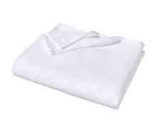 WOHNWOHL Copriletto (150x200 cm) • Coperta estiva leggera in cotone 100% Waffle piqué • Coperta per divano versatile • Coperta facile da curare • Coperta di cotone (bianco)