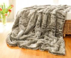 Wohnen & Accessoires GmbH & Co. KG Coperta di Pelliccia XXL, Copriletto Lupo Grigio 240x260cm