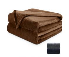 NAVARCH Coperta in Pile Coperta Estiva Soffice, Caldo e Facile da Pulire per Plaid Pile Divano Letto Coperta da Letto - Marrone, 220x240 cm