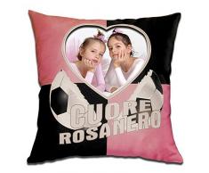 CUSCINO PERSONALIZZATO PERSONALIZZABILE STAMPA FOTO SPORT CALCIO CUORE ROSA NERO PALERMO