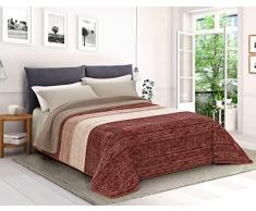 Tata Home Trapunta Coperta Piumone Invernale Caldissimo Imbottito 570 gr/mq in Pile Vellutato 3D e Agnellato Sherpa Letto Singolo 1 Piazza 170x260 cm Made in Italy Colore Marrone Beige