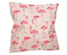 Puckator CUSH71 Custodia/Cuscino, Motivo Fenicotteri Rosa/Grigio Chiaro, 43 x 43 cm