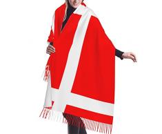 Danimarca bandiera danese imitazione cashmere scialle, autunno e inverno caldo frangia sciarpa, coperta grande sciarpa per uomo e donna, Bandiera danese della Danimarca, taglia unica