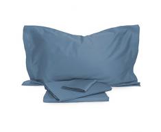 Zucchi Completo Copripiumino Raso Tinta Unita Matrimoniale Due piazze R658 Oceano