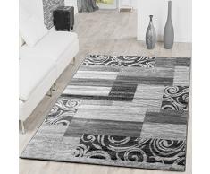 Tappeto moderno con design patchwork, per soggiorno, grigio - crema, Polipropilene, 120 x 170 cm
