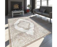 Paco Home Oriente Tappeto Moderno Effetto 3D mélange Brillante Ornamenti in Grigio Oro, Dimensione:80x150 cm