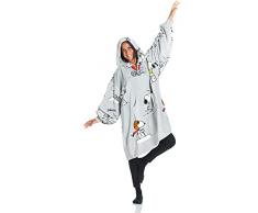 KANGURU Coperta Felpa Hoodie Oversize SNOOPY con cappuccio, felpa, coperta con maniche, felpa coperta in pile 100% MICROFIBRA, grigio, taglia oversize per adulti, poncho, felpa plaid
