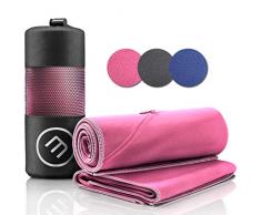 Set da 2 asciugamani in microfibra + astuccio per il trasporto | grande per bagno e piccolo per asciugarsi | Con zip per cellulare | portatili, versatili, assorbenti | sport, camping, spiaggia