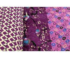 1001 Wohntraum 17 M02 Quilt Nicky fiori viticci Plaid Coperta Copriletto, uccello viola, 100% cotone, 250 x 250 cm