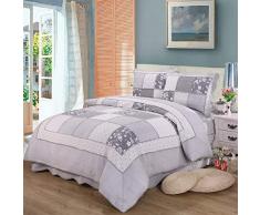 Elegante Trapuntino Copriletto Europeo 100% Cotone Trapunta Patchwork Moda Coperta 3 Pezzi Federe (50 * 70cm * 2) Copriletto (230 * 250cm * 1) Trapunte Estiva Facile da Pulire