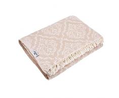 Carenesse Copriletto Barocco Ornamento Beige, Coperta Doubleface Nobile, 100% Cotone, 260 x 260 cm, Copertura, Copridivano, Plaid, Coperta Giorno
