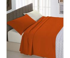 Italian Bed Linen Natural Color Completo Letto Double Face, 100% Cotone, Terra/Panna, Una Piazza e Mezza