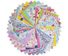 Qililandiy Tessuti Stoffe Patchwork Tessuto Stampato Cotone Tessuti e Stoffe a Metro Cotone Scampoli Stoffa Fatansia per Cucito Materiale per Hobby Creativo (100pz 15 * 15 CM)