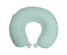 ABAKUHAUS Orientale Cuscino da Viaggio, Sea Ispirato floreale, Accessorio in Schiuma di Memoria per Viaggio, 30 cm x 30 cm, Blue Sky Bianco