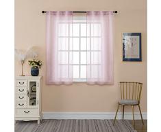 GIRASOLE HOME Coppia Tende Filtranti Semi Trasparenti Effetto Lino Tenda per Interni 2 Pannelli Con Tasca e Passanti Nascosti (Rosa, 70x150cm)