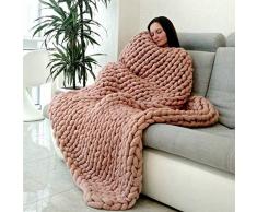 CULASIGN Coperta lavorata a maglia, grande, Kaki, 80 x 100 cm