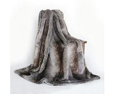 Coperta in Finta Pelliccia 200×150 cm, Strisce Sfumate Grigio Caffè Coperta, Finta Animale Confortevole Set Copripiumino, per letto Set di Biancheria da Letto, Doppio Strato Trapunta-200×150 cm