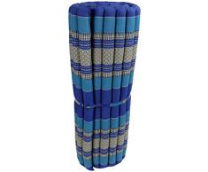 Fine Asianliving Materasso Arrotolabile Thai 200x100x4.5cm Blu Cuscino Thailandese Materasso Triangolare Kapok Thai meditazione da yoga